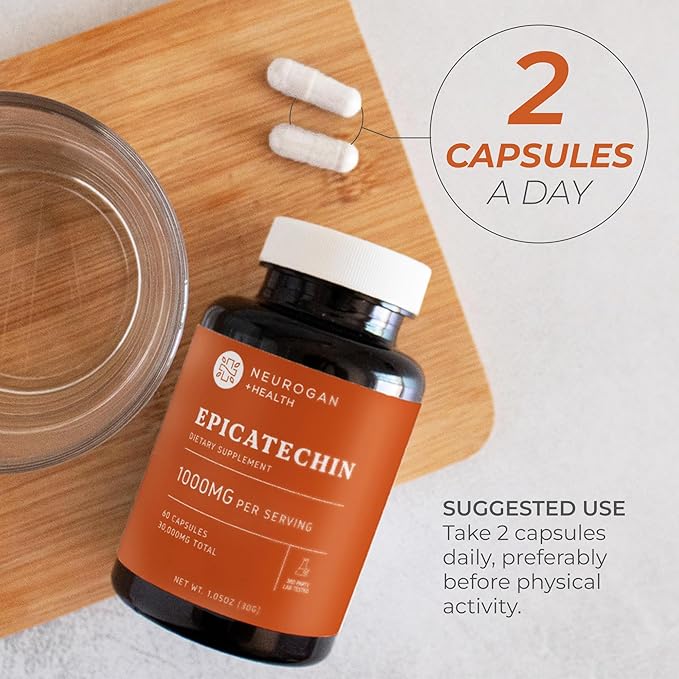 Potent Epicatechin Capsules 500mg Each,1000mg/serving - Advanced Support for Nitric Oxide, Muscle Health & Endurance - for Athletes Seeking Performance Edge - 30,000 Total, 60ct.Made in USA