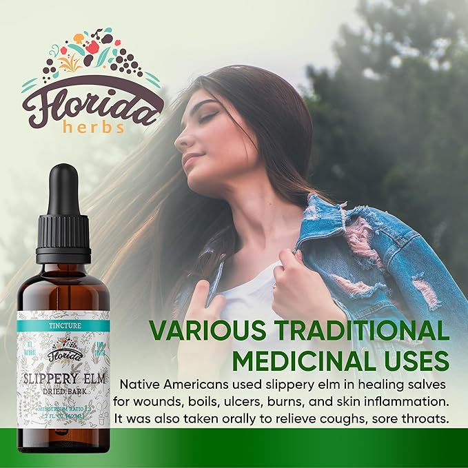 Slippery Elm Tincture 2 oz (60 ml) | Premium Alcohol-Free Herbal Extract from Ulmus Rubra | Liquid Botanical Supplement | Traditional Soothing Mucilage Formula | Made in USA