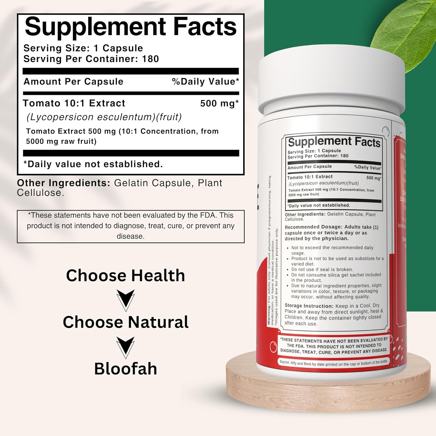 Lycopene Tomato Extract 500mg Capsules | Natural Lycopene Rich Herbal Supplement | Naturally-Occurring Carotenoid | 100% Pure, Non-GMO & Gluten Free Formula - 180 Count
