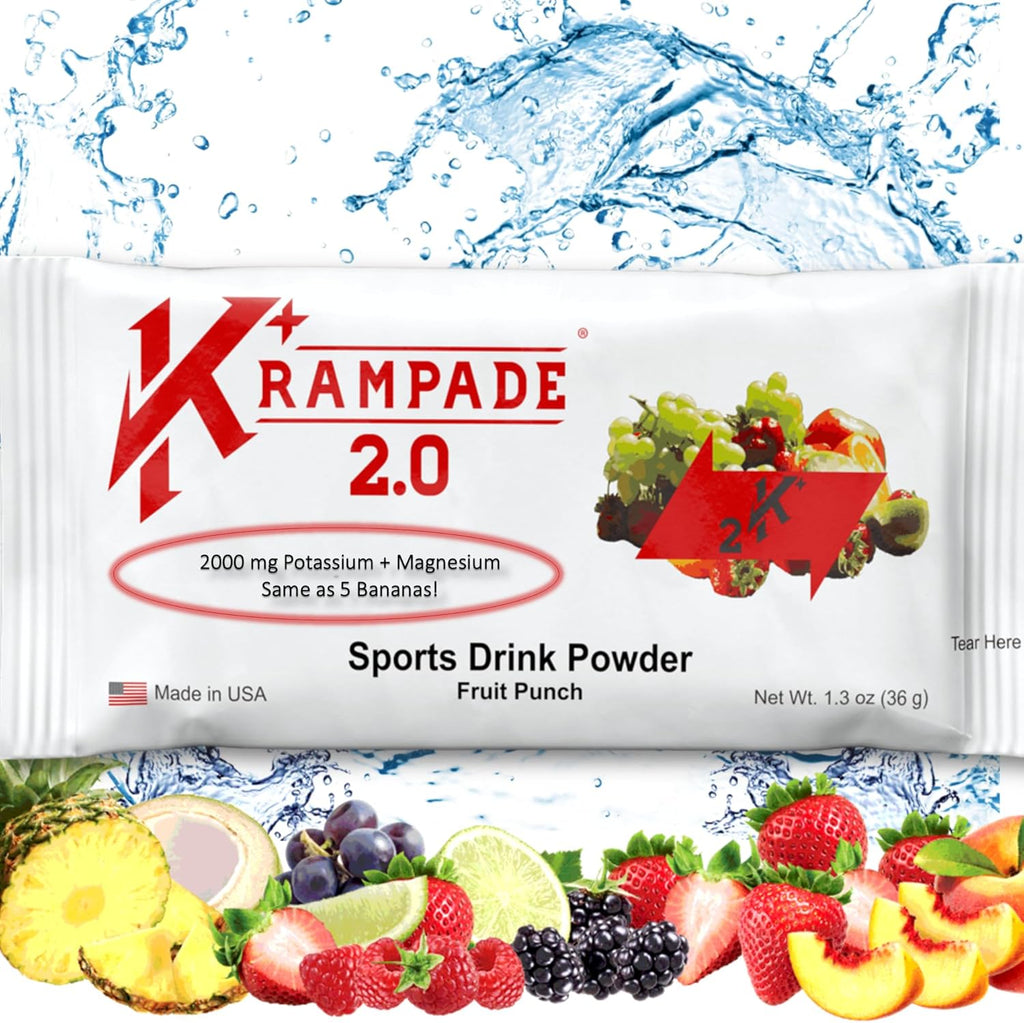 Potassium Magnesium Supplement Electrolytes Powder - 50 mg Mag + 2000 mg K, >2X More Than Coconut Water | Cramp Relief | Hydration Packets