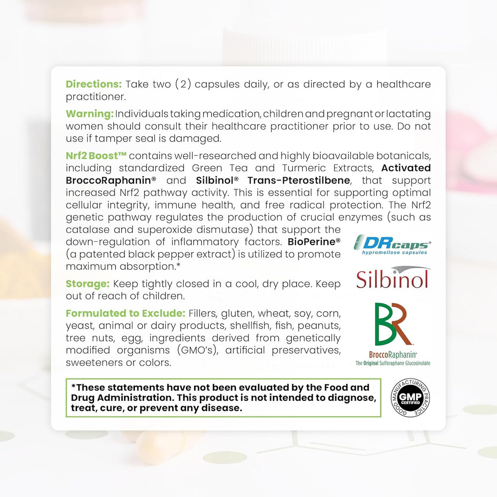 Pure TheraPro Rx Nrf2 Boost - NRF-2 Activator with Patented Sulforaphane, Curcumin, Green Tea & Trans-Pterostilbene | Antioxidant Supplement to Reduce Oxidative Stress, Made in USA (60 Vegan Capsules)