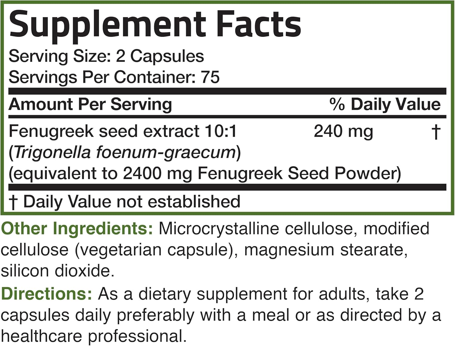 Bronson Fenugreek Seed Powder Capsules Extra Strength, Trigonella Foenum-Graecum, Non-GMO, Soy-Free, Vegetarian, 150 Capsules