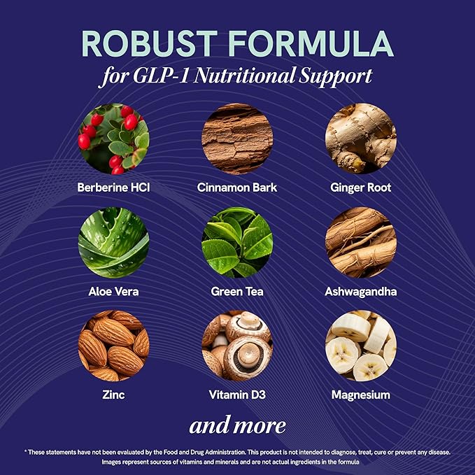 GLP-1 Support for Women | Nutritional Support with Probiotics, Berberine, Cinnamon & More | GLP 1 Supplement for Healthy GLP1 Activity, Digestive Health & Metabolic Balance | Non-GMO | 60 Ct.