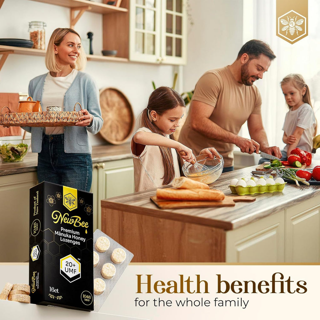 Manuka Honey Lozenges, 16 Count Made W/UMF 20+, MGO 1046 New Zealand Manuka Honey, UMF Certified, Monofloral, Traceable from Hive to Hand
