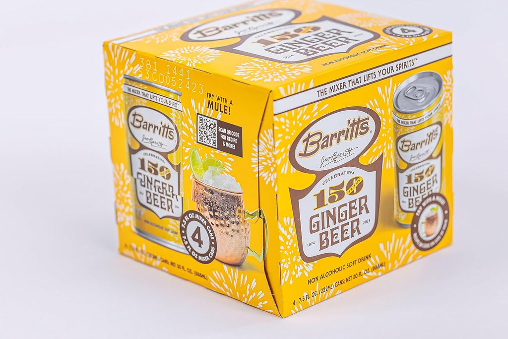 Barritt's Mixers - Ginger Beer Mix, Non-Alcoholic Soda Cocktail Mixer, 7.5 fl oz Cans, 24 Pack, Mini