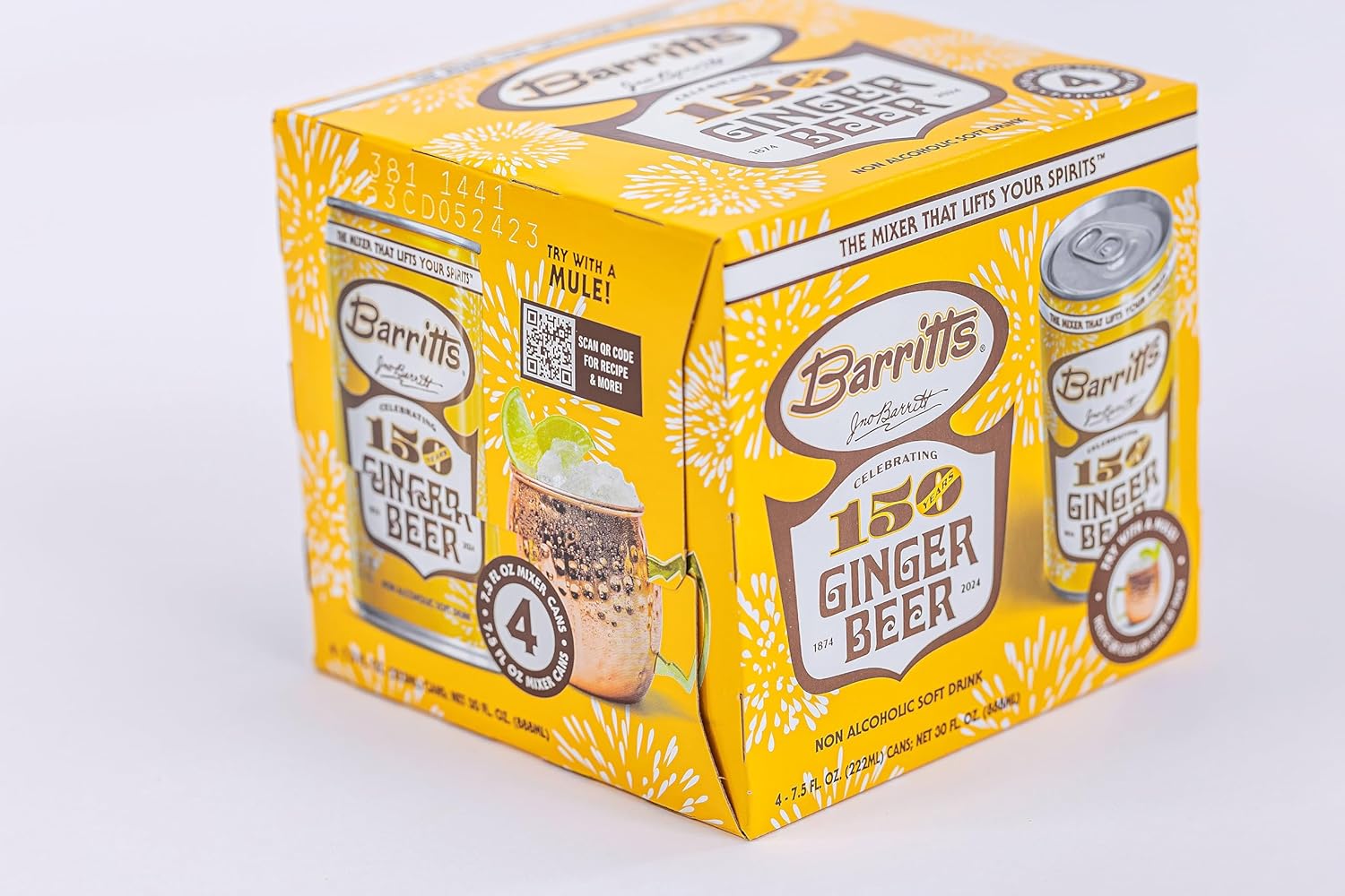 Barritt's Mixers - Ginger Beer Mix, Non-Alcoholic Soda Cocktail Mixer, 7.5 fl oz Cans, 24 Pack, Mini