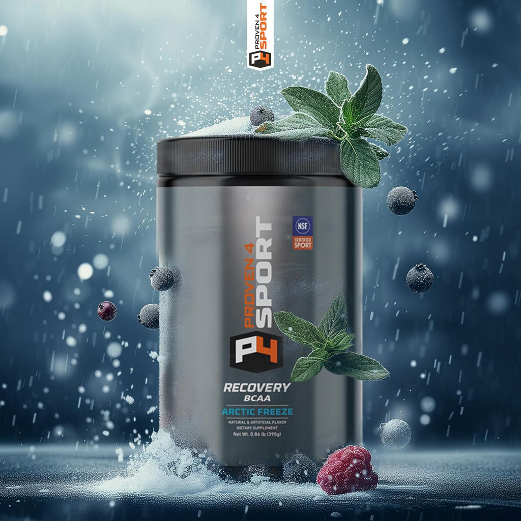 Proven4 Bcaa Post Workout Recovery Powder – NSF Certified for Sport Muscle Recovery Supplements with Electrolytes and Amino acids Powder Arctic Freeze Flavor 30 Servings
