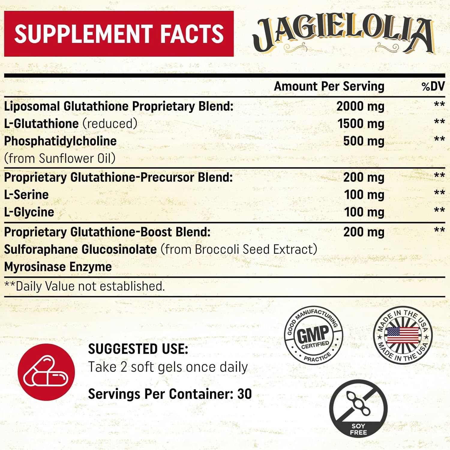 Liposomal Glutathione 2000 mg with L-Serine, L-Glycine & Sulforaphane – Active L-Glutathione Unique Formulation to Enhance Absorption - Master Antioxidant, Detoxifying & Immune | 360 Softgels