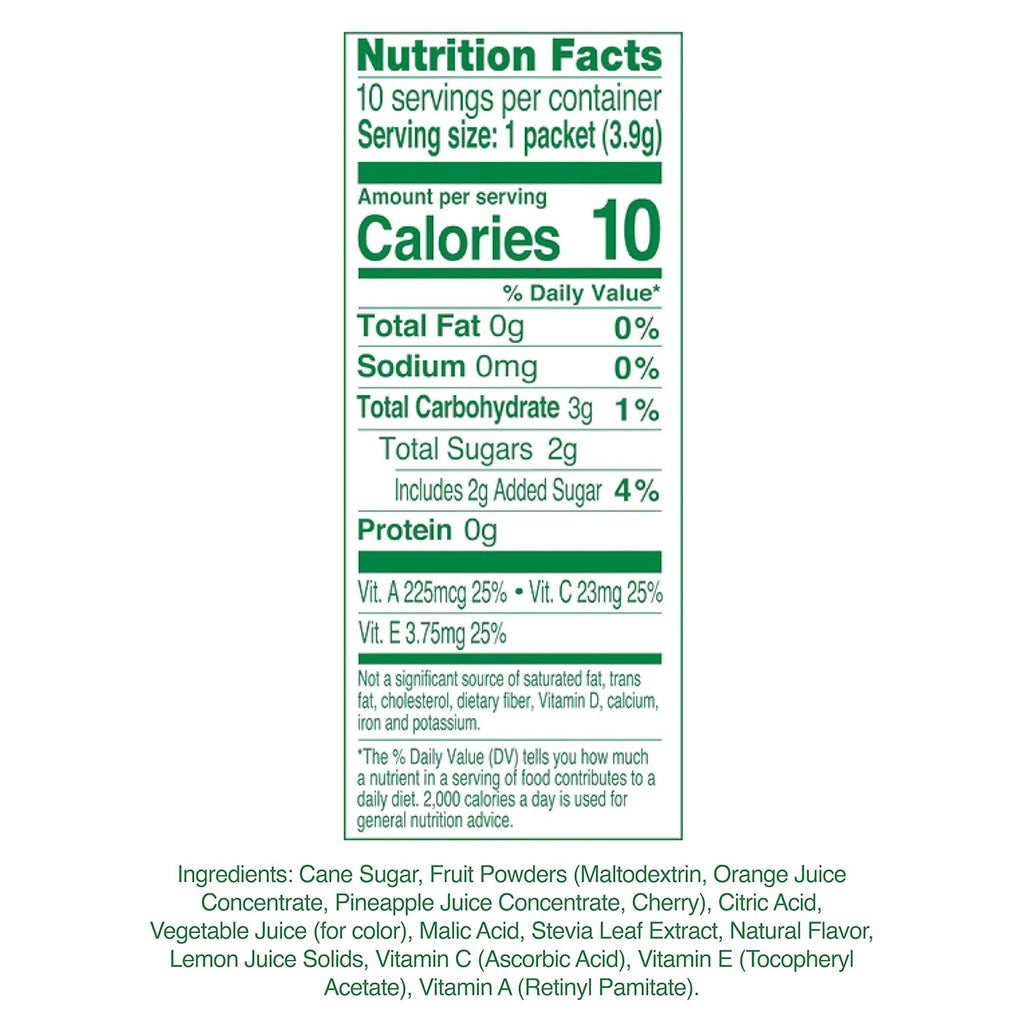 TRUE LEMON Fruit Punch Packets - Low Sugar, No Preservatives Kids Hydration Drink Mix (Pack of 4)