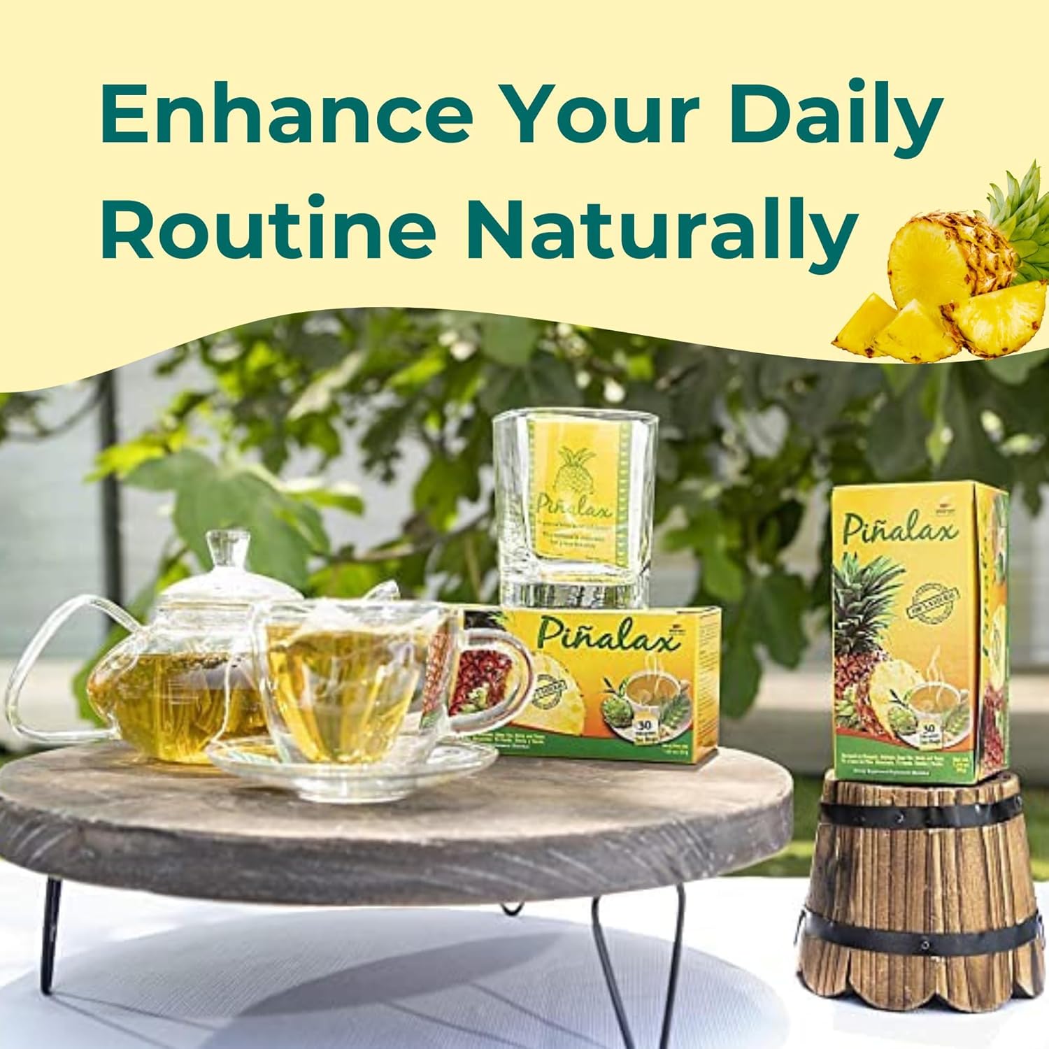Piñalax 30 Teabags Herbal Tea of Pineapple, Artichoke, Green Tea, Stevia, Yacon Leaves, Senna, Horsetail and Fennel from Peru