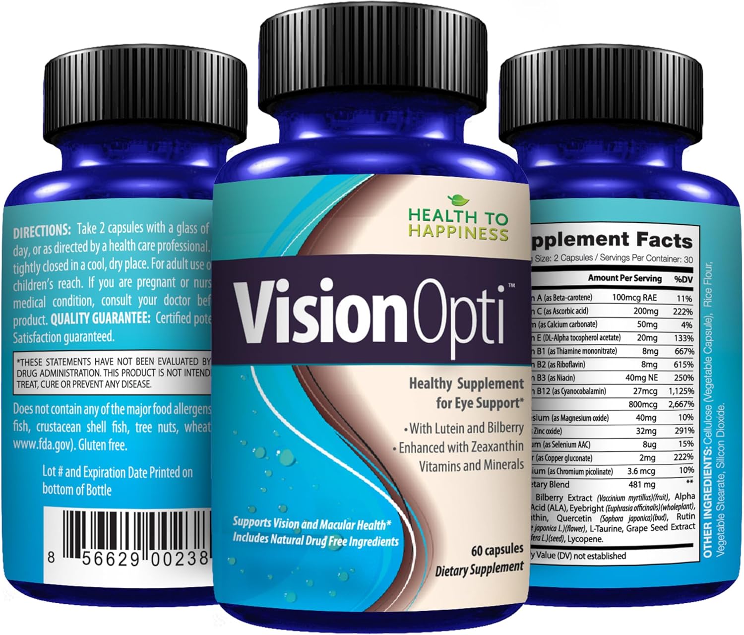 Vision Opti - Eye Health Supplement with Lutein, Zeaxanthin, Selenium, Zinc, and Vitamins A & C | 60 Capsules
