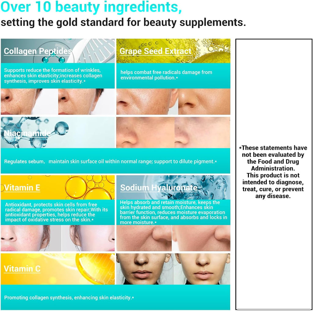 Collagen Peptides for Women, Beauty Vitamin & Mineral Supplement,Contains Vitamin D3, Probiotics for Women & Collagen Peptides,Vitamin B Complex,Vitamin E 120 Tablets