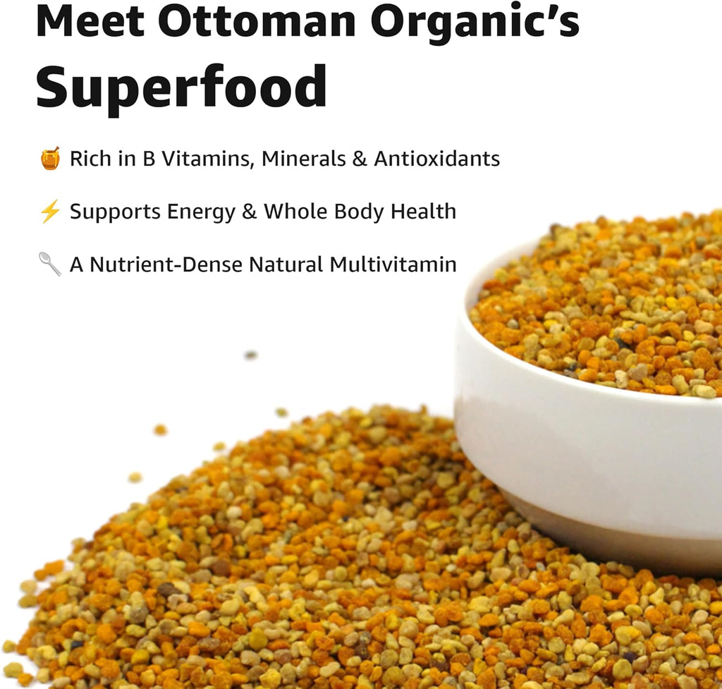 Organic Bee Pollen - USDA & EU Organic Certified, Halal, ISO 22000 & GMP | 100% Pure Superfood for Immune Support, Rich in Vitamins & Minerals | Non-GMO, Additive-Free | 200g (7.05 oz)