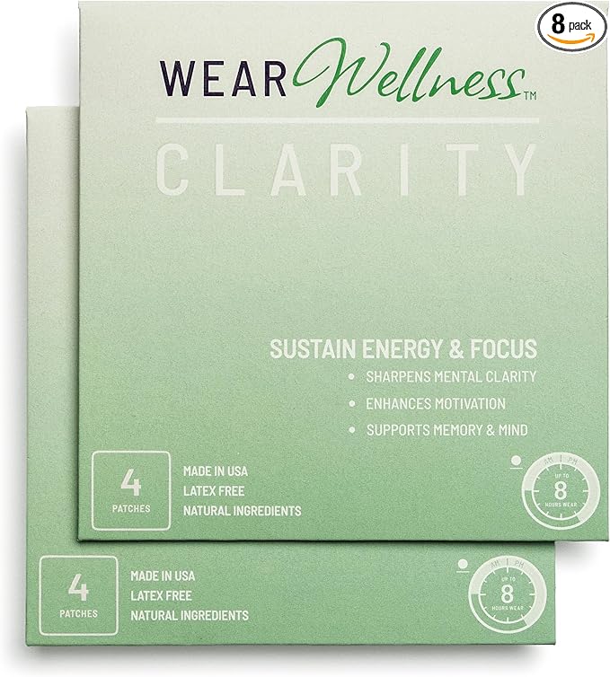 Clarity Film Patches – Topical Patches for Energy & Focus - Patch with Botanical Extracts – Natural Support for Memory & Concentration - Long-Lasting Effect – 8 Pack