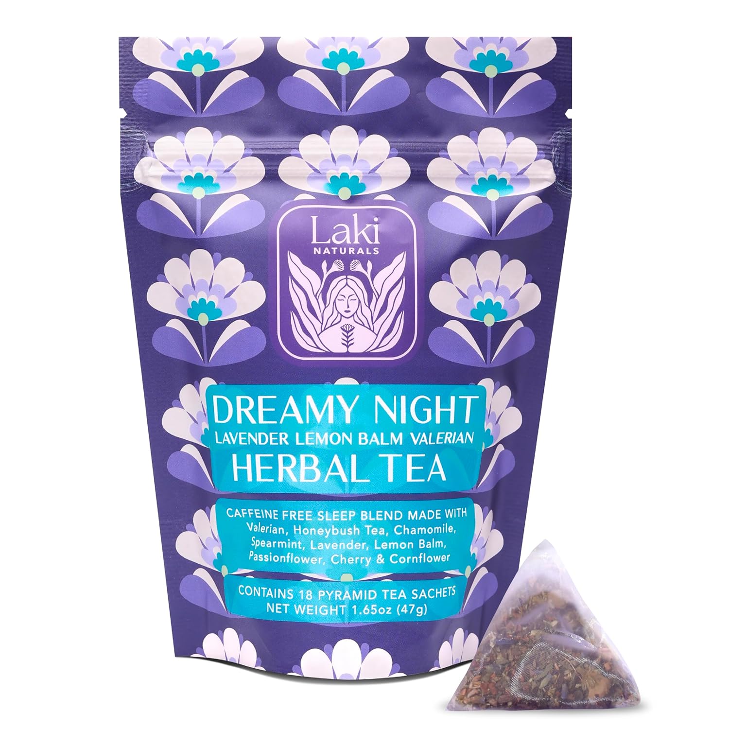 Dreamy Night Sleep Tea (1.65 oz, Pack of 18 Tea Bags) – Sleepytime Calming Caffeine Free Tea Herbal Blend with Valerian Root, Chamomile, Lemon Balm, Passionflower and Lavender for Bedtime