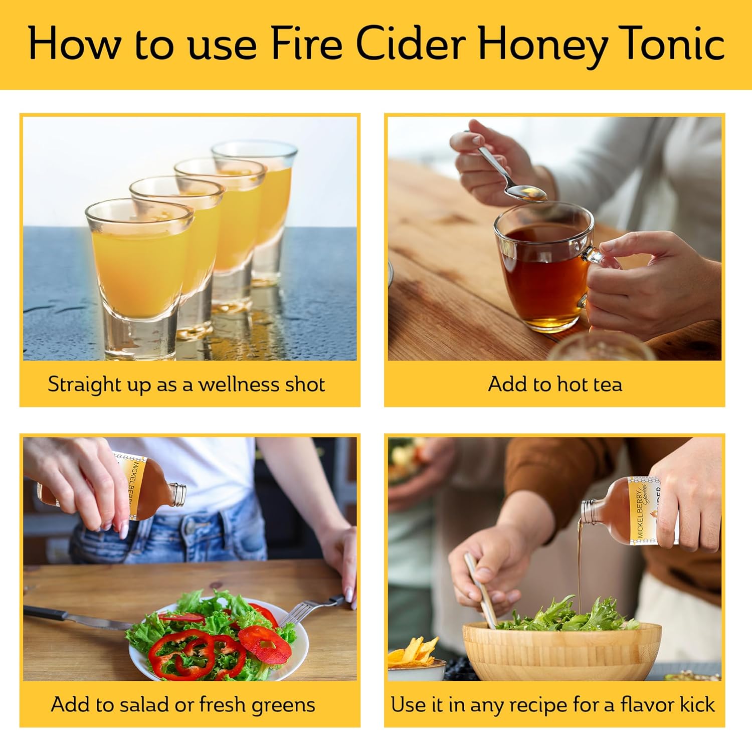 Mickelberry Gardens Fire Cider Apple Cider Vinegar Honey Tonic with Organic Turmeric Root, Ginger Root & Dandelion - Natural Digestion & Immune Support (8 Ounces)