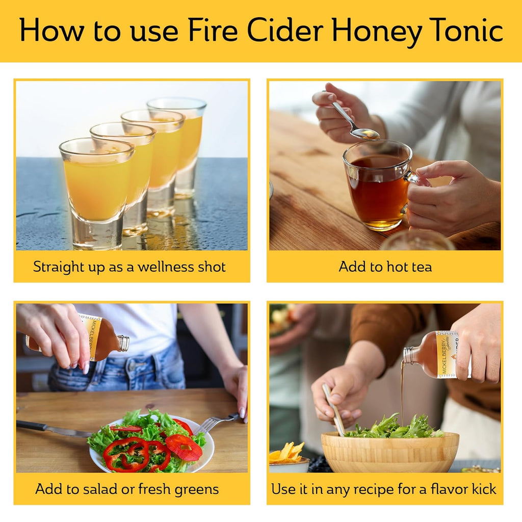 Fire Cider Apple Cider Vinegar Honey Tonic with Organic Turmeric Root, Ginger Root & Dandelion - Natural Digestive & Immune Support (2 Ounces)