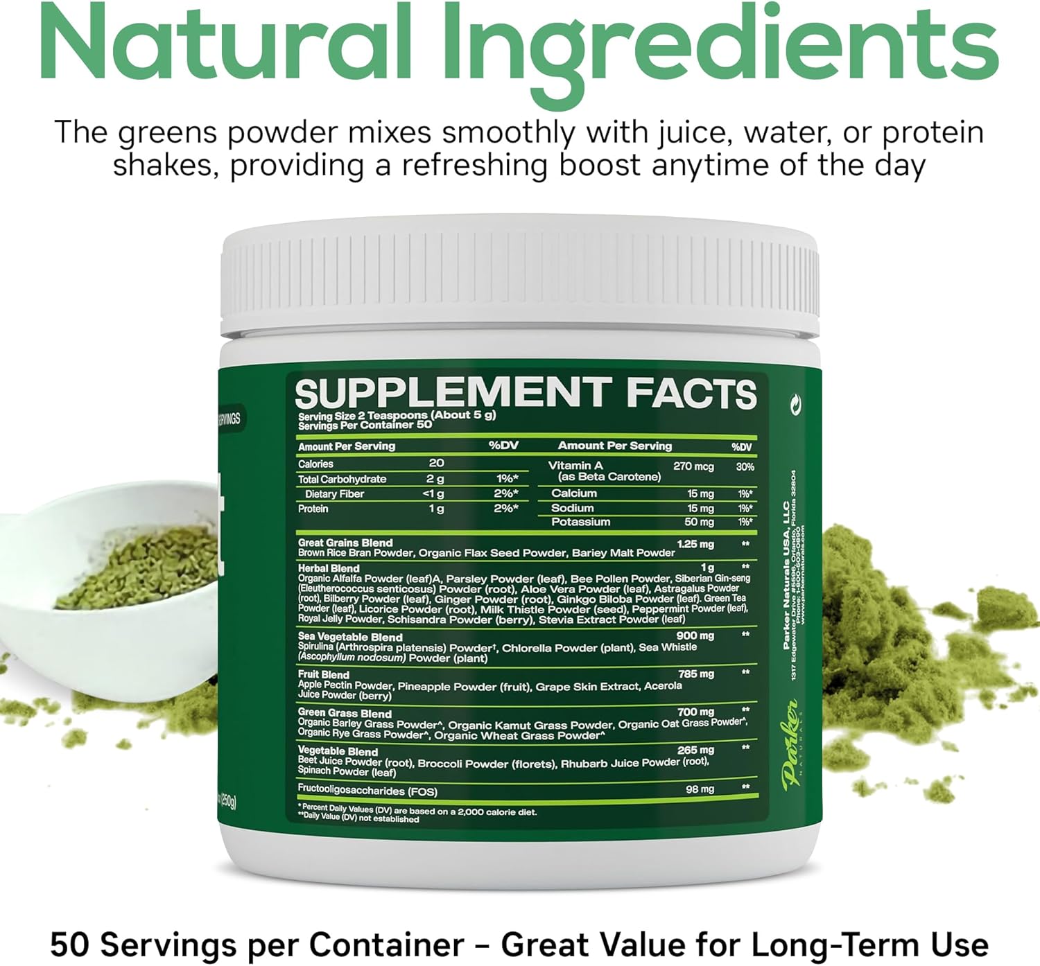 Greens Superfood Powder 50 Servings – Boost UltraGreens Super Greens Powder – Organic Spirulina, Grasses & Antioxidants | Premium Superfood for Daily Energy | Detox & Whole-Body Wellness