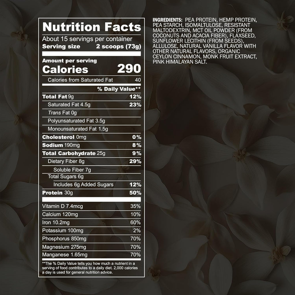 Blueprint by Bryan Johnson Vegan Protein Meal Replacement – Plant Based Hemp Protein with 27g Protein Per Serving – Low Calorie, Flavored Protein for Women & Men – Dairy Free – 15 Servings - Vanilla
