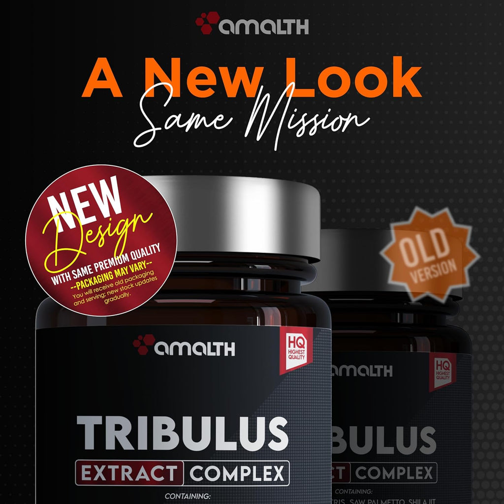 Amalth Tribulus Terrsestris, 20:1 Extract Per Serving, Highest Potency with Ashwagandha, Saw Palmetto, Panax Ginseng Shilajit Maca 120 Capsules