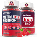 Methyl B12 Vitamins 5000 mcg Gummies + Iron 18 mg for Women Men - Active Methylcobalamin Methylated B12 Vitamin Supplement w/L-MethylFolate, B6 (P5P) & D3 for Energy & Focus Support, 120 Servings