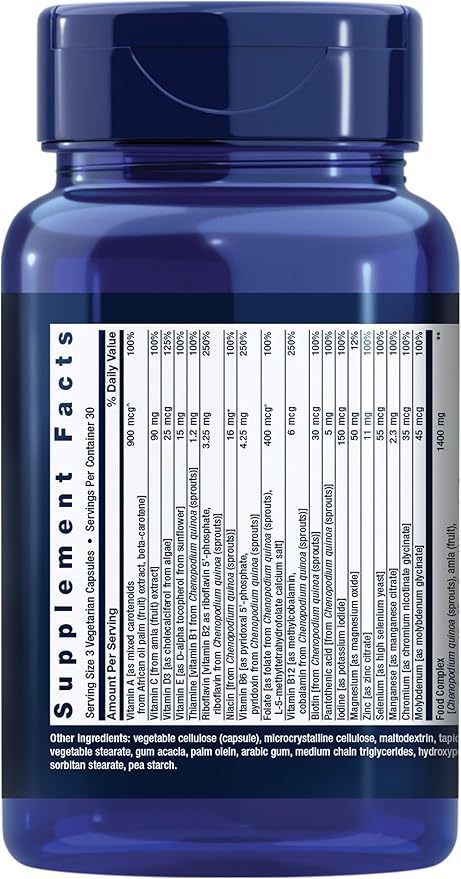 Life Extension Whole Food Multivitamin, Plant-derived Vitamin D3, A, B, C & E, Plus Minerals, Plant extracts, Stay Healthy from Head to Toe, Gluten-Free, Non-GMO, Vegetarian, 90 Capsules