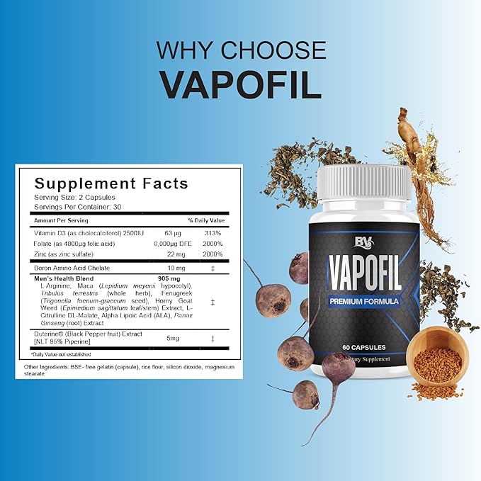 BLUE VIBE Vapofil Premium Wellness and Advanced Health Management Supplement Pills, Vapofil Maximum Strength Advanced Daily Health Support and Overall Wellness Formula (5 Pack - 300 Capsules)