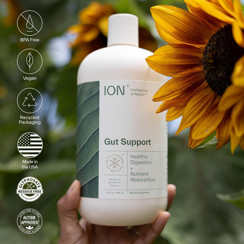 ION* Intelligence of Nature Gut Support Liquid Supplement - Gut & Digestive Health Liquid Drops, Cleanse & Detox with Humic Extract for Women & Men, Adults & Kids 4+ - 8 fl oz (Pack of 1)