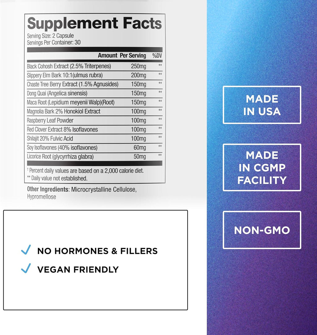 DR. EMIL NUTRITION Menopause Supplements for Women - Multi-Symptom Menopause Relief for Hot Flashes, Night Sweats & Mood Swings - Menopause Support Pills with Black Cohosh - 30 Day Supply