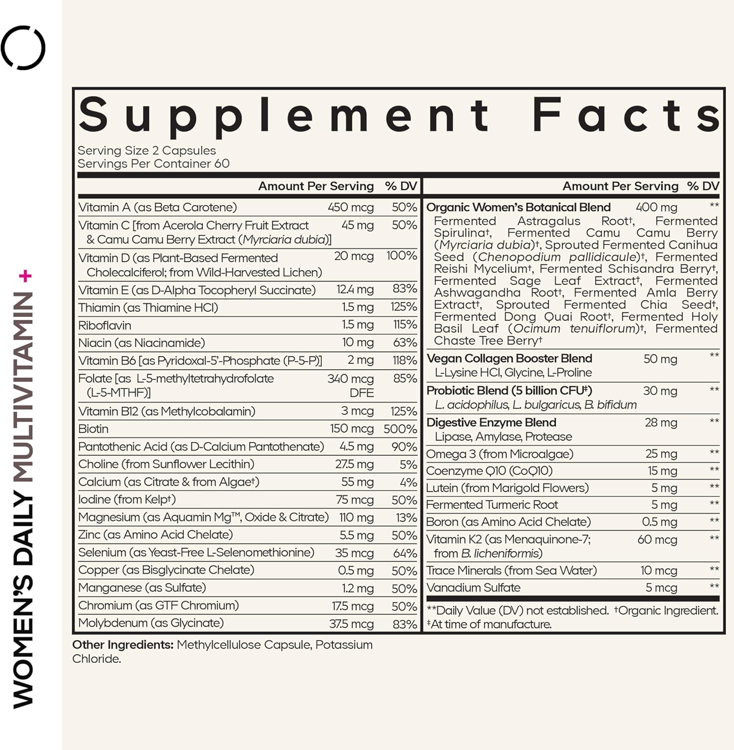 Codeage Women’s Daily Multivitamin, 25+ Vitamins & Minerals, Fermented, Organic Whole Foods, Probiotics Supplement - Vitamin A, B, C, D, E & K, Omega 3, Zinc – Vegan - 2 Pack
