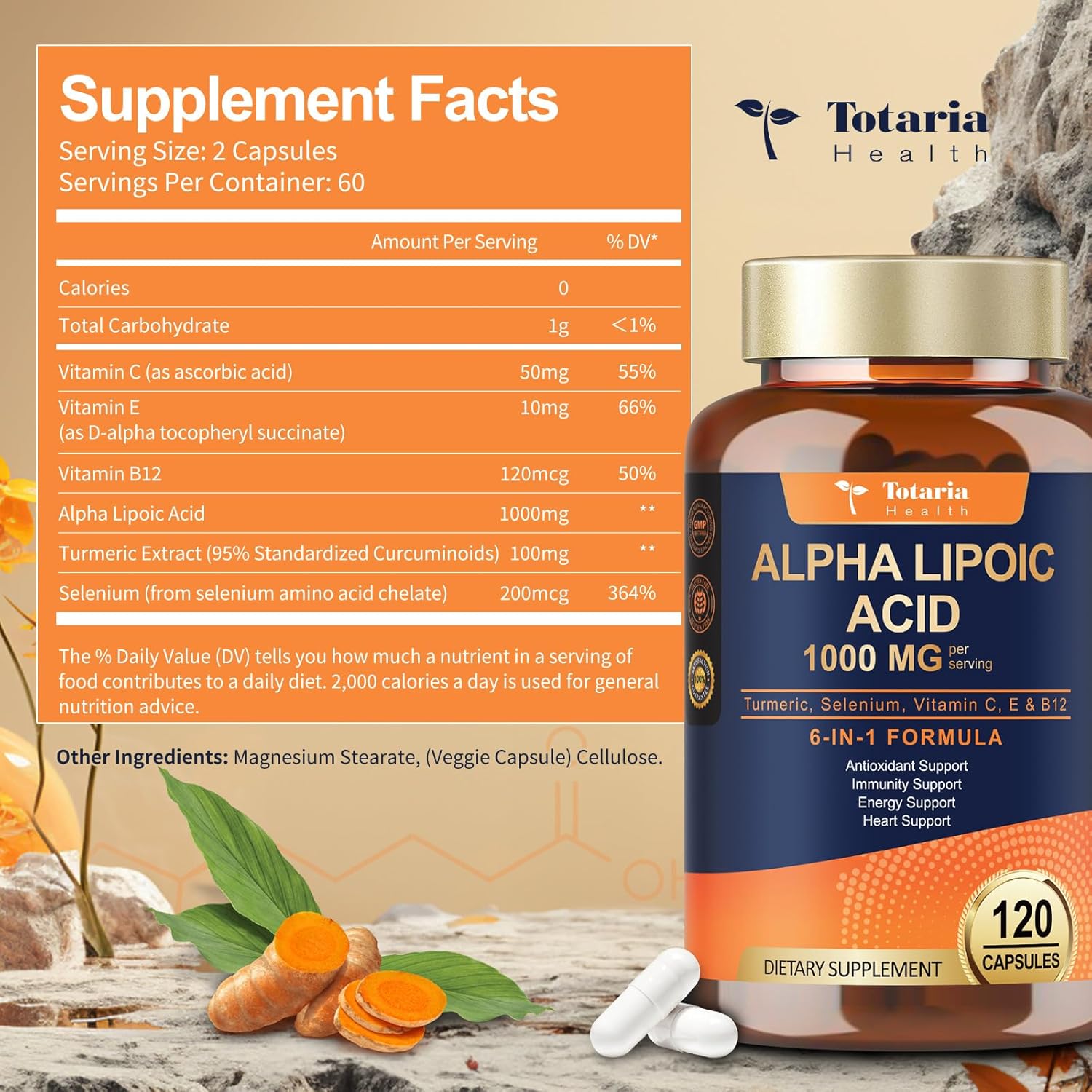 Alpha Lipoic Acid 1000mg - ALA Supplement Antioxidant for Neuropathy Support Nerve Health, Liver Detox, Antioxidant, Metabolism and Cell Energy, Anti-Aging - Non-GMO, Gluten Free, Vegan Safe
