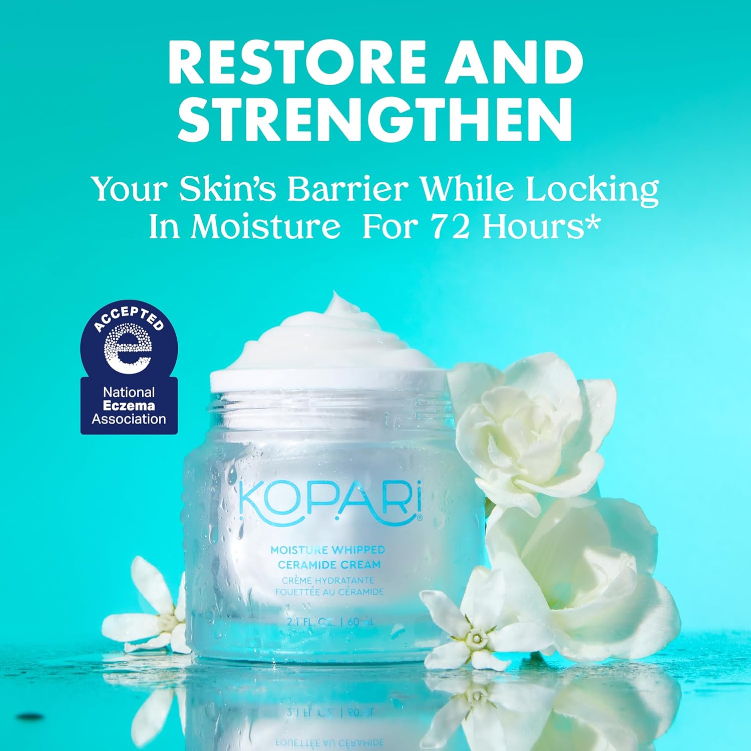 Kopari Moisture Whipped Ceramide Cream | Hydrate and Restore | Vegan Ceramides and Moisture-Retaining Hyaluronic Acid | 2.1 oz