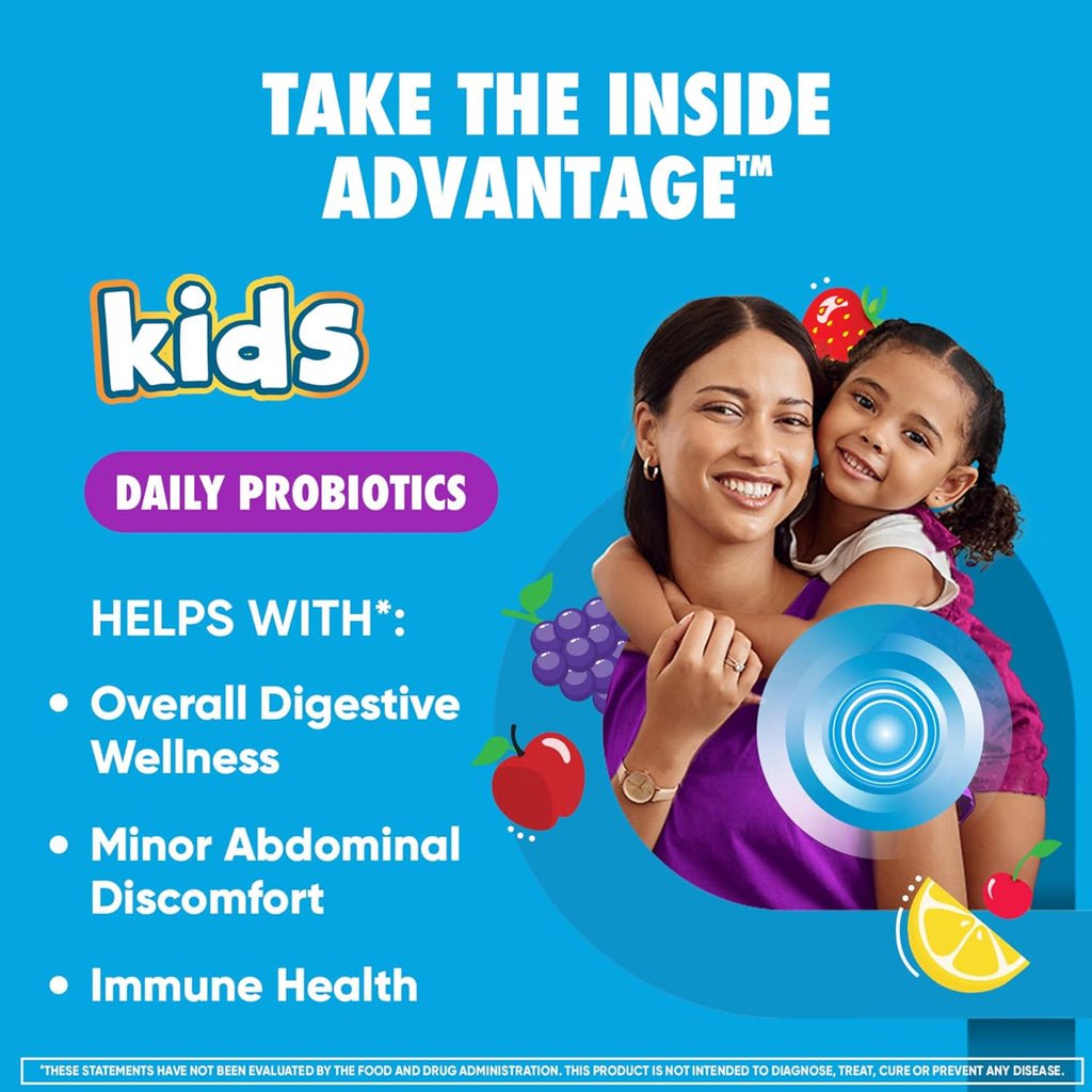 Digestive Advantage Daily Probiotic Gummy for Kids, Multi, Natural Fruit Flavours, 80.0 Count
