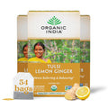 Organic India Tulsi Lemon Ginger Herbal Tea - Stress Relieving & Reviving, Immune Support, Aids Digestion, Vegan, USDA Certified Organic, Non-GMO, Caffeine-Free - 18 Infusion Bags, 3 Pack