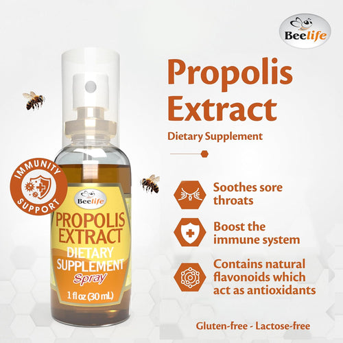 Beelife Propolis Sore Throat Relief Spray - Propolis Spray - Natural Immune Support, Helps Calm Cough & Dry, Itchy Throat - No Sugar - 3-Pack
