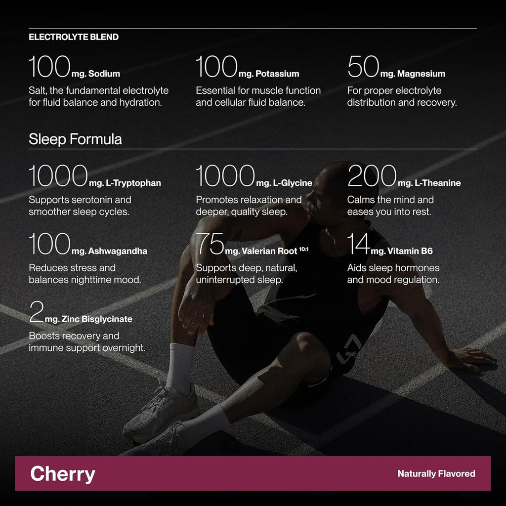 Cadence Sachets Recover Cherry - Carton (5g x 30) Science-Backed Overnight Hydration & Sleep Blend | Zero Caffeine | Vegan, Keto & Paleo Friendly | Sodium, Potassium & Magnesium for Recovery