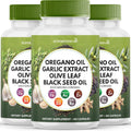 Oregano Oil Garlic Extract Olive Leaf Black Seed Oil Astragalus - Immune Support Supplement for Women and Men- 180 Count