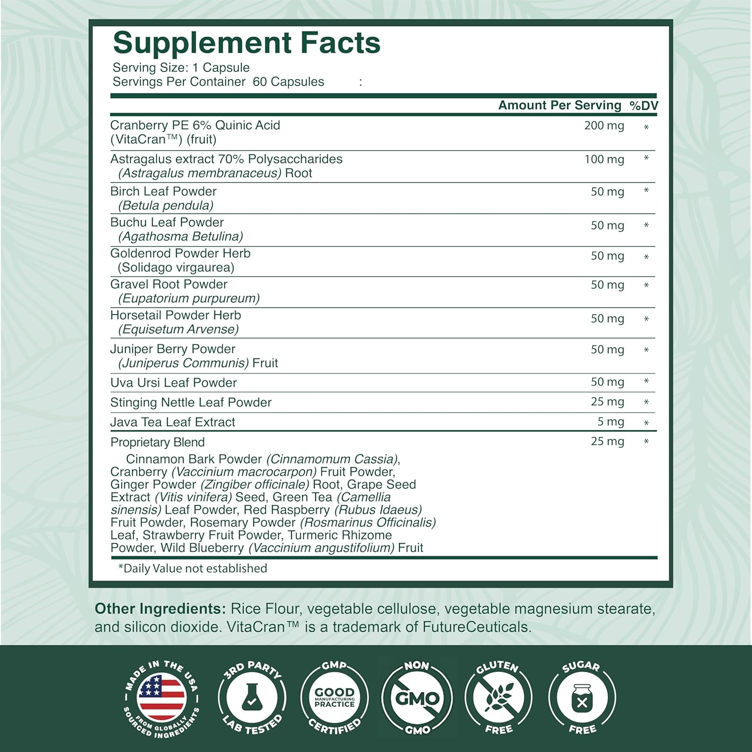 PurePremium Supplements - Kidney Support with Cranberry Extract & Astragalus - Kidney Health Supplement for Urinary Tract, Bladder, Cleanse, Detox & Repair - 60 Cranberry Pills Women and Men