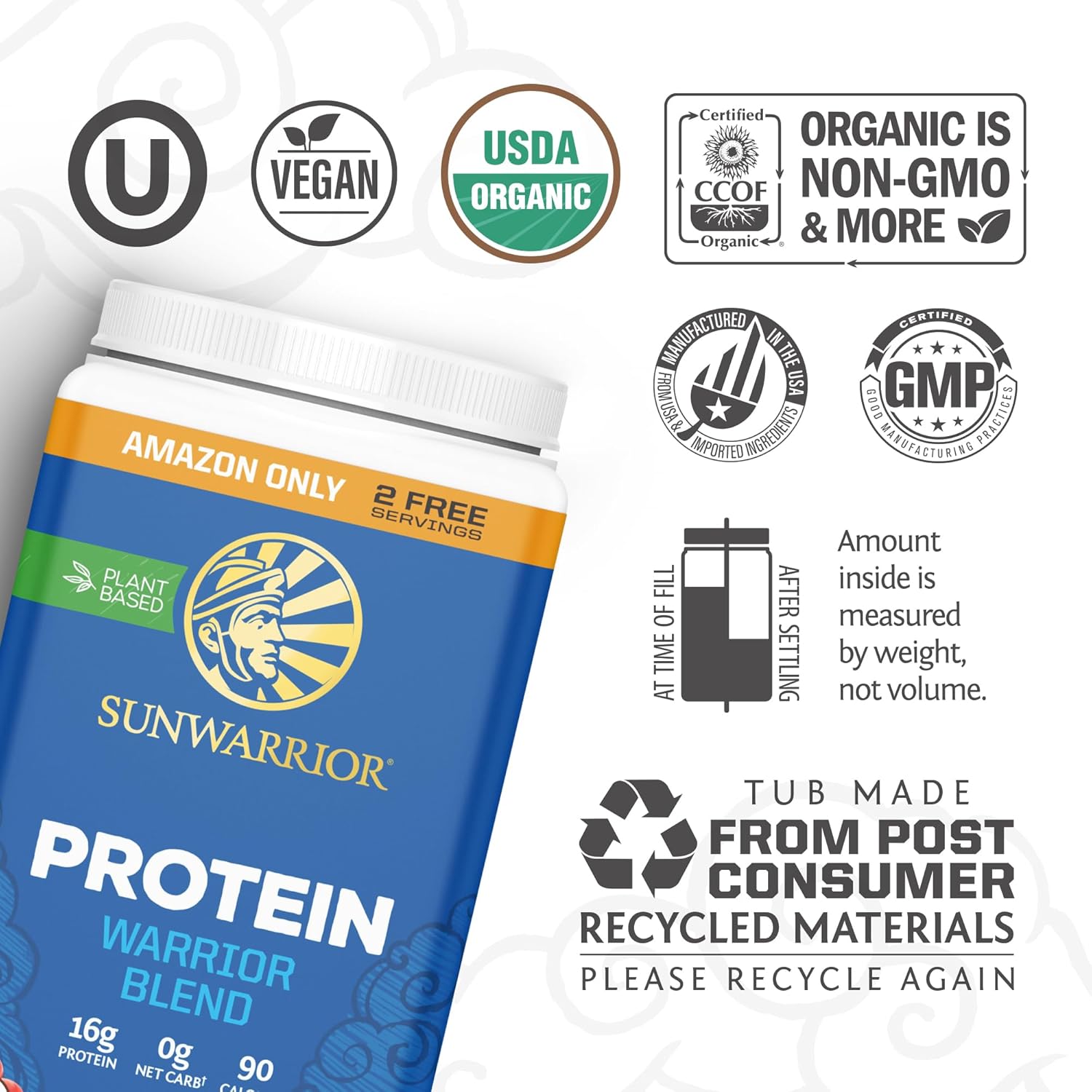 Organic Plant Based Protein Powder | Vegan Organic Protein Powder Chocolate Flavored with BCAA Amino Acids & Hemp Seed Pea Blend | Non-GMO Soy Dairy Filler & Gluten Free (Chocolate, 32 Servings)