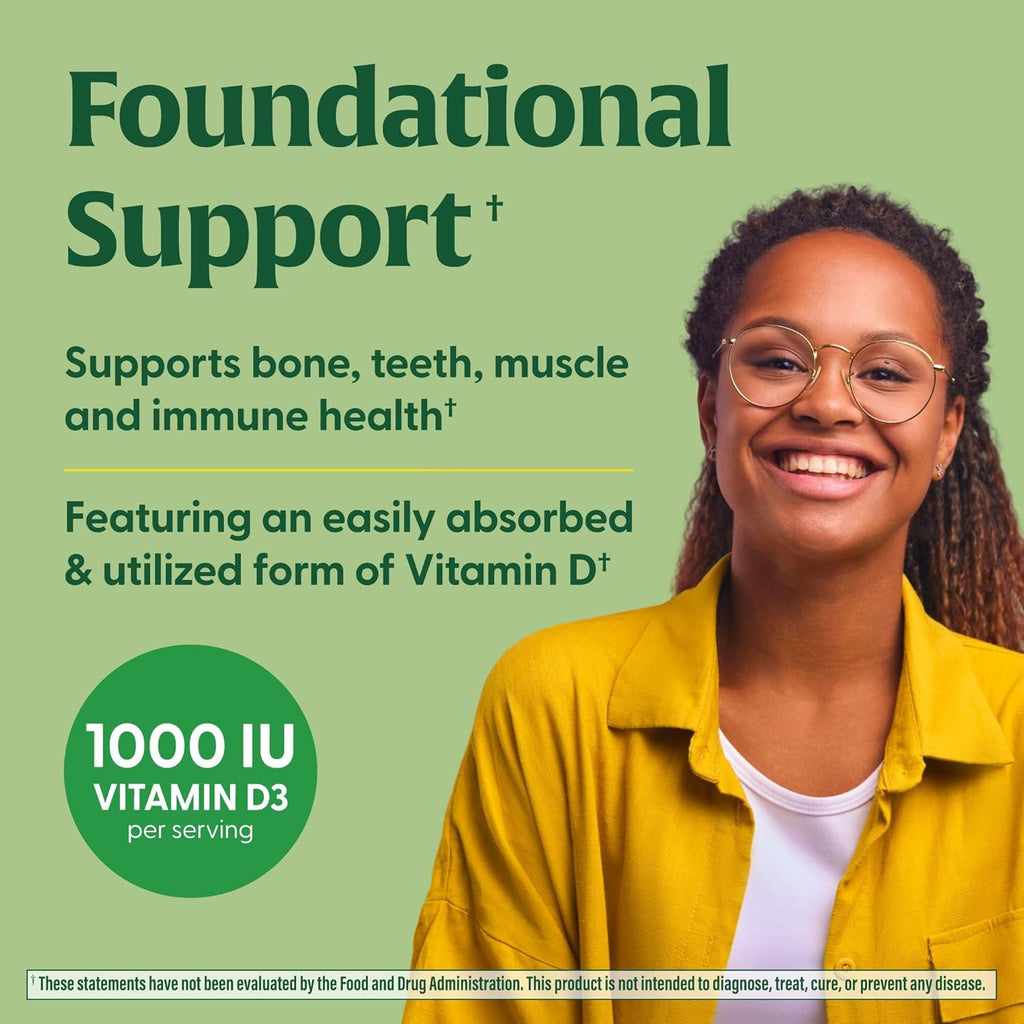 MegaFood Vitamin D3 1000 IU (25 mcg) - Vitamin D Supplements with Real Food, Immune Support, Supports Bones, Teeth & Muscles, Vegetarian, Gluten-Free, Non-GMO, Kosher – 60 Tablets, 60 Servings