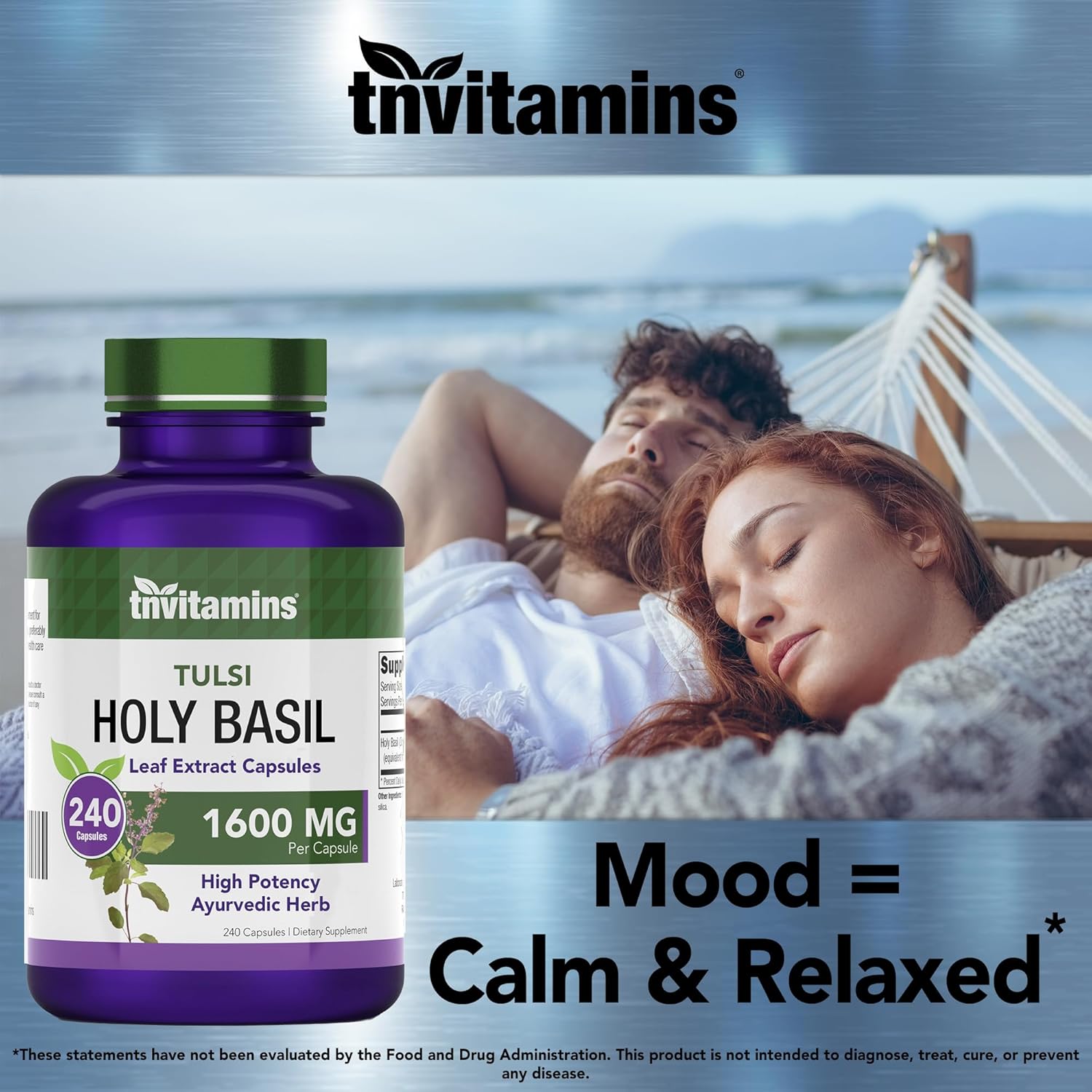 Holy Basil Capsules (1,600 mg Equivalent - 240 Capsules) | 8 Month Supply | AKA Tulsi | May Promote Stress & Frustration Relief* | Adaptogenic, & Ayurvedic Herb