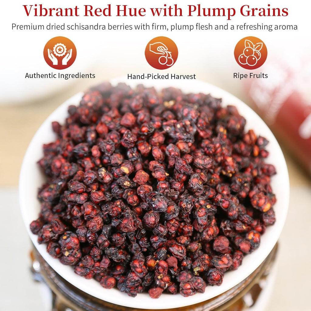 Wanhua Hall Schisandra Berry Dried Schisandra Chinensis 10.6oz/300g Schisandra Berry Tea Natural Wu Wei Zi Caffeine Free 五味子 五味子茶 北五味子