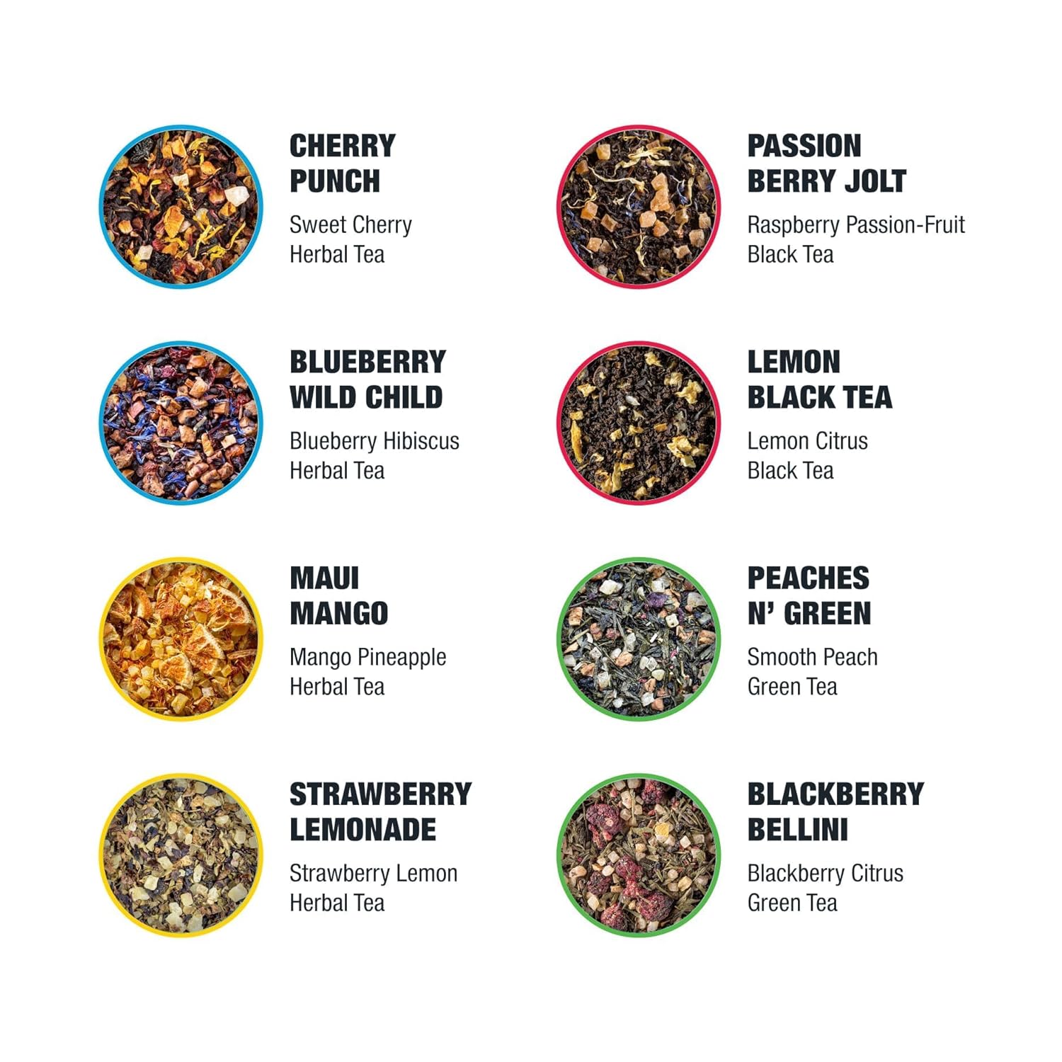 Tiesta Tea - Iced Tea Sampler Dry Flight Set, Loose Leaf, High to No Caffeine, Makes Cold Brew Iced Drink, Assorted Brew Sets with Herbal, Black, Fruit Blends & More, 8 Resealable Sample Pouches