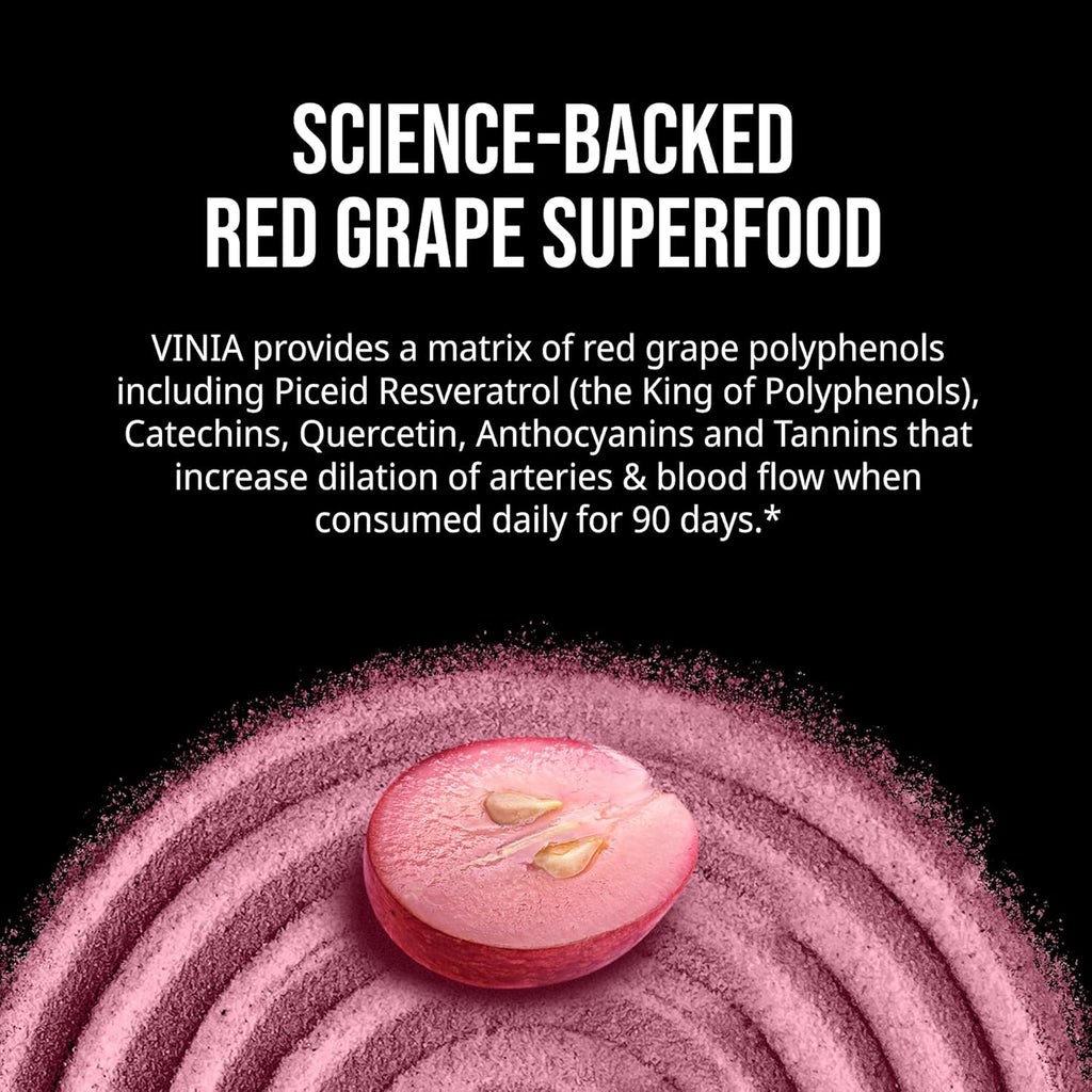 VINIA Superfood Daily Chews 2X Formula – Red Grape Chews Made with Real Piceid Resveratrol for Heart Health, Nitric Oxide, Physical Energy, Alertness, Blood Flow, Kosher, Non-GMO – 30 Ct