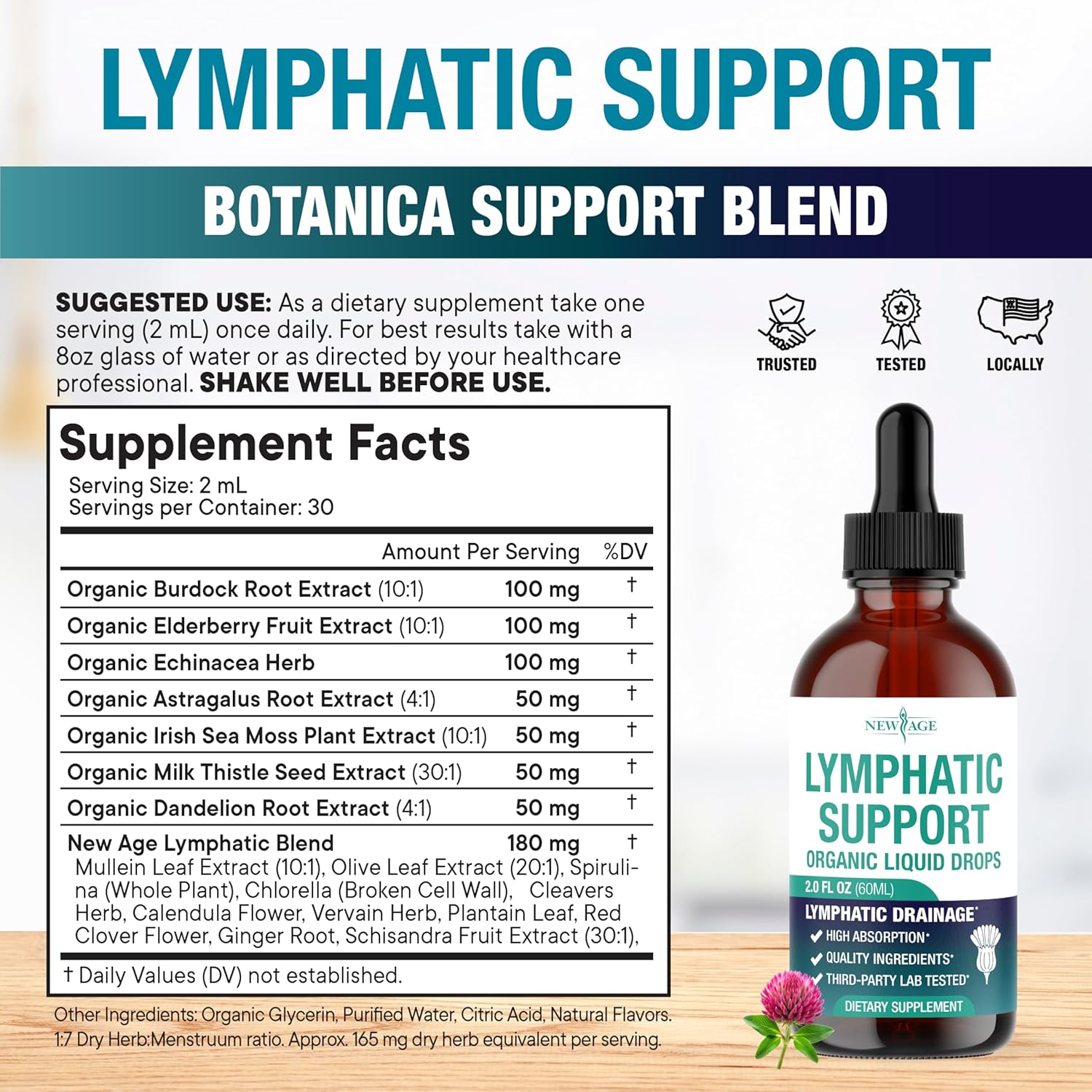 Organic Lymphatic Drainage Drops - All in 1 Organic Lymphatic Drainage Supplement with Burdock Root, Echinacea, Elderberry, Calendula, Cleavers Herb, Dandelion Supports Lymphatic Health - 4 OZ