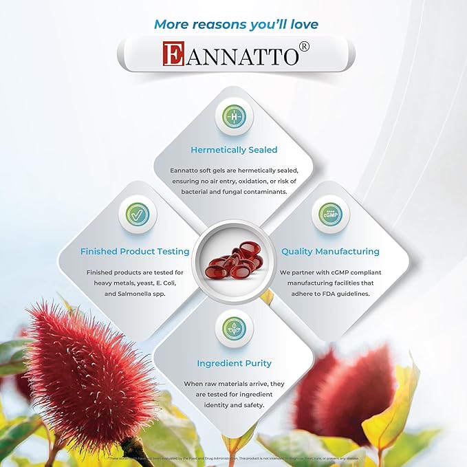 WELLNESS EXTRACT Eannatto Tocotrienols Deltagold Vitamin E Supplements Softgels, Tocopherol Free, Non-GMO, Gluten Free & Antioxidant (50MG 30 Softgels).