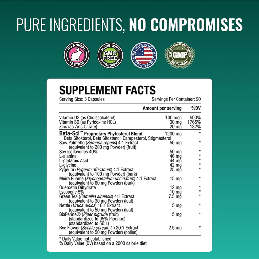 Approved Science Prostarex - Prostate Supplement - Saw Palmetto, 1200mg Beta-Sitosterol, Bioperine - 540 Capsules - 6 Month Supply
