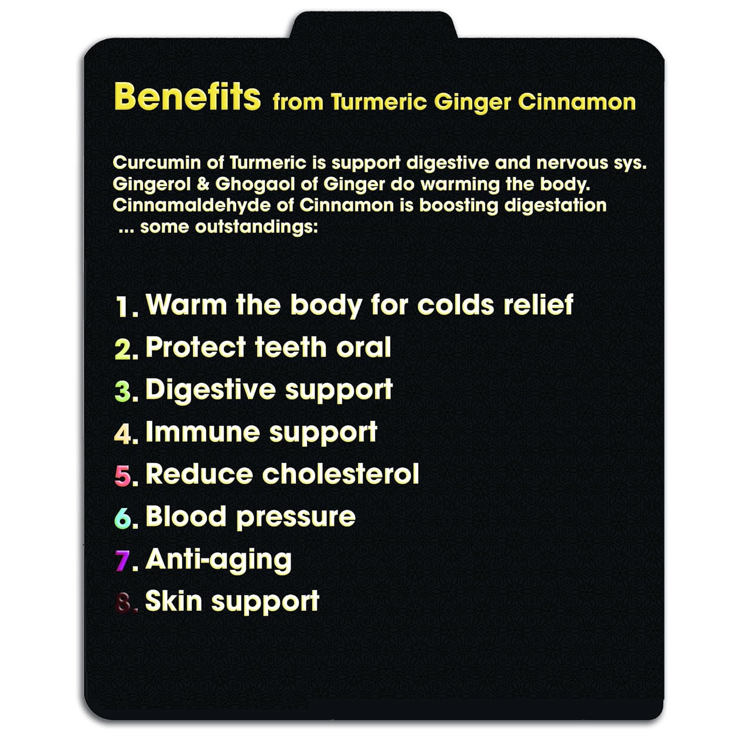 Turmeric Ginger Cinnamon Tea Bags Pyramid with String - Warm Body for Cold Relief, Protect Teeth Oral, inflammatory & Digestive Support - Natural Ingredients, No Additives, No Sugar