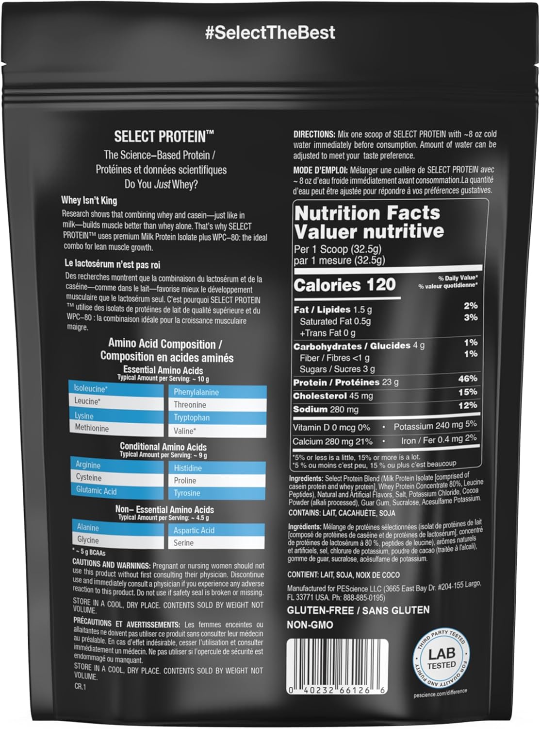 PEScience Select Protein Powder, Whey and Casein Blend, Clean Protein Powder for Women and Men, Low Calorie, Low Carb, Keto Friendly, Gluten Free, Chocolate Peanut Butter Cup, 5 Servings