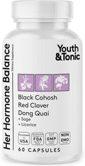 Hormone Balance for Women PMS & Menopause Relief Support Pills | Ease Female all Stages Hormonal Imbalance w Natural Herbal Supplements | Black Cohosh Red Clover Dong Quai Soy Isoflavones Complex